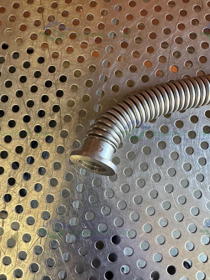 Used Stainless Steel Bellows Flexible Vacuum Hose 38" w/ KF 16/10 Fitting