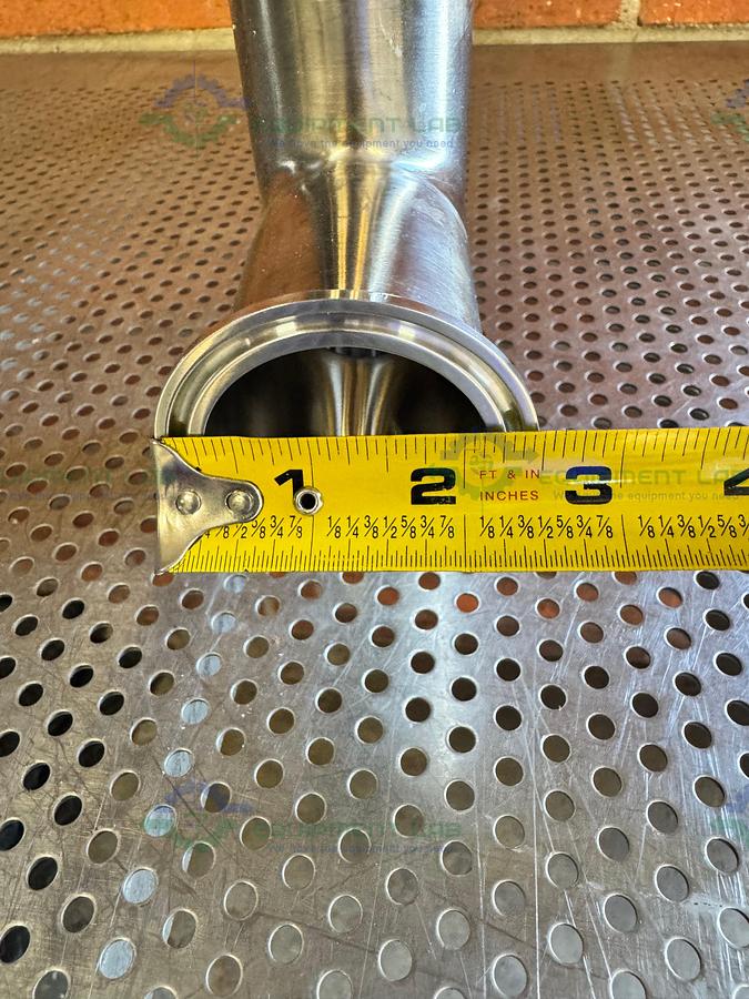 Used 3 Way Stainless Steel Tee w/ 2.5" Sanitary Fittings & 2.5" Center