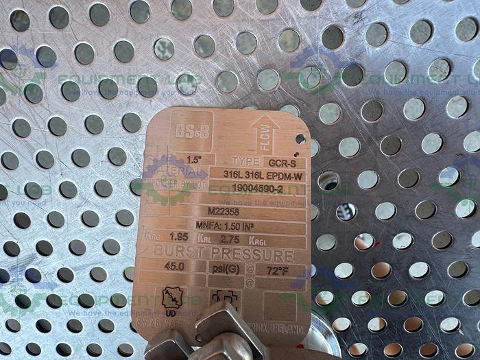 Used BS&B GR-C Safety Head 1 1/2" Fitting w/ 45 PSIG Rupture Disc, 1/2" Tee Fitting