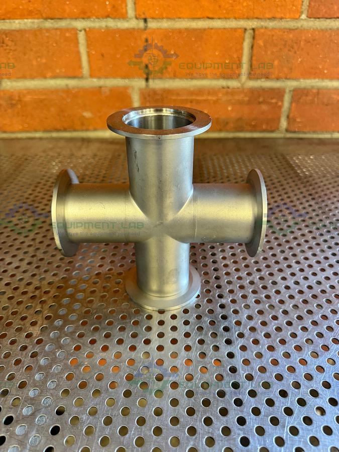 Used Stainless Steel 4 way Vacuum Cross Fitting KF 50
