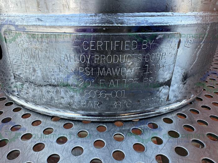 Used Alloy Products 15 Liter Stainless Steel Vessel 125 PSI w/ 4.5" Opening