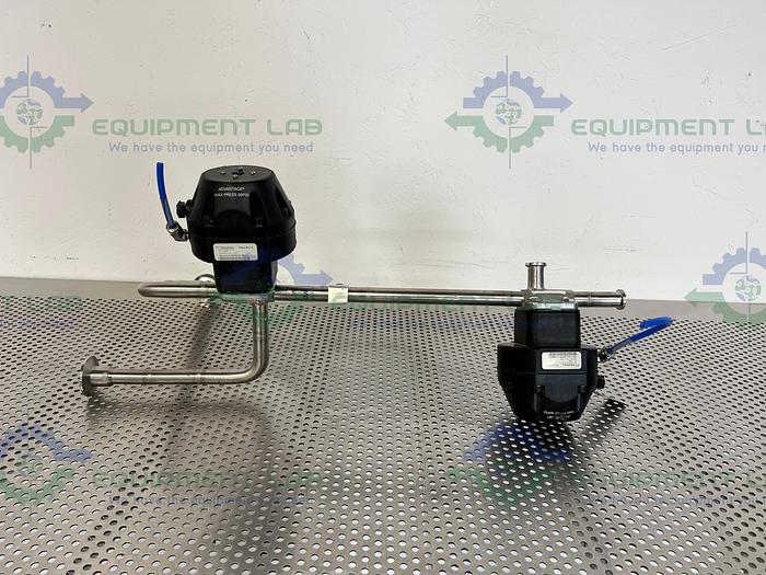 Used 2 ITT Pure-Flo A208 Diaphragm Valves 90PSI w/ 3/4" and 1" Sanitary Fittings