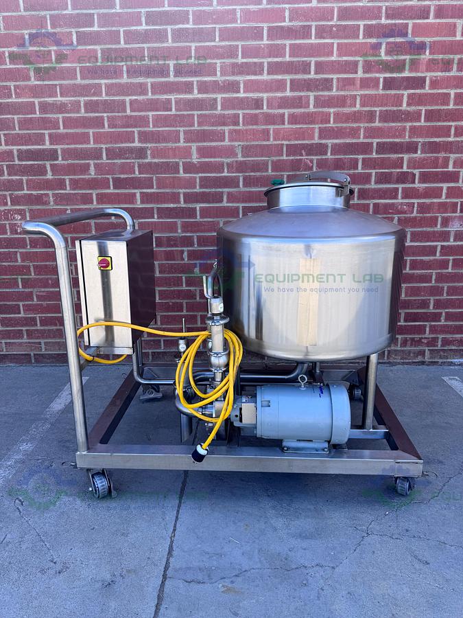 Used GEA 300 Liter Reservoir Tank w/ Fristam FPX742-205 Centrifugal Pump, Controller