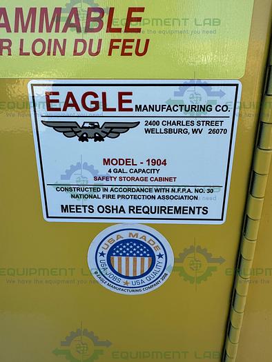 Used Eagle 1904 4 Gallon Flammable Liquid Storage Cabinet w/ Soft Close Door, Key