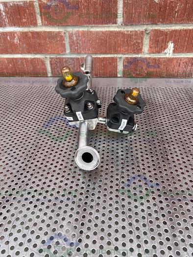 Used ITT Pure Flo  1-316L-RA20MAX 5 -Way Diaphragm Valve w/ 1", 3/4"  Sanitary Fitting