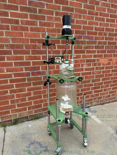 Used Chemglass 20 Liter Jacketed Glass Reactor w/ Optichem Overhead Stirrer