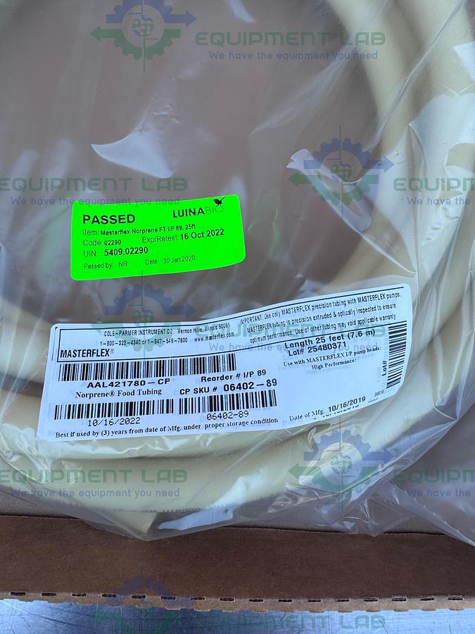 Masterflex I/P 89 Norprene High-Performance Precision Pump Tubing 25 Ft, 25mm