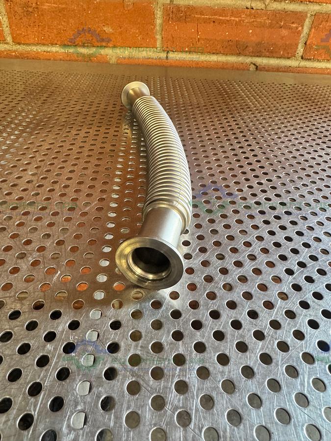 Used Stainless Steel Bellows Flexible Vacuum Hose 12" w/ KF 25 Fitting