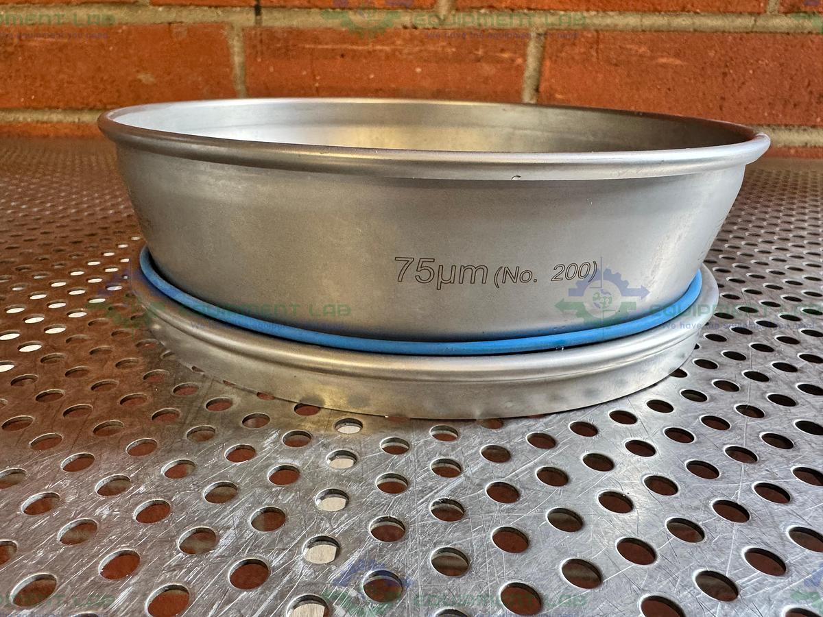 Used Retsch Sieve Frame and Screen, 8" Diameter x 2" Deep, 75 um Mesh Size