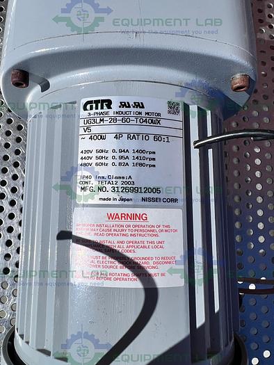 Used Nissei Corp GTR  G3LM-28-60T040WX Induction Motor 3 PH, 400W, 4P, Ratio 60:1