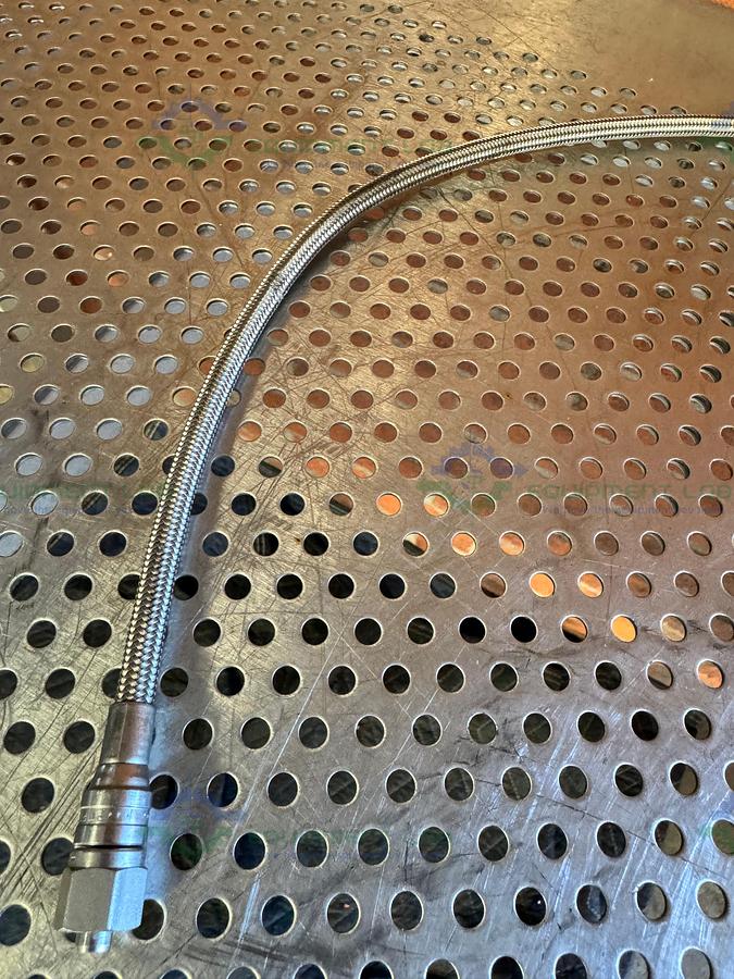Used 42" Stainless Steel Flexible Braided Hose 1/2" Threaded to 3/4" Sanitary Fitting