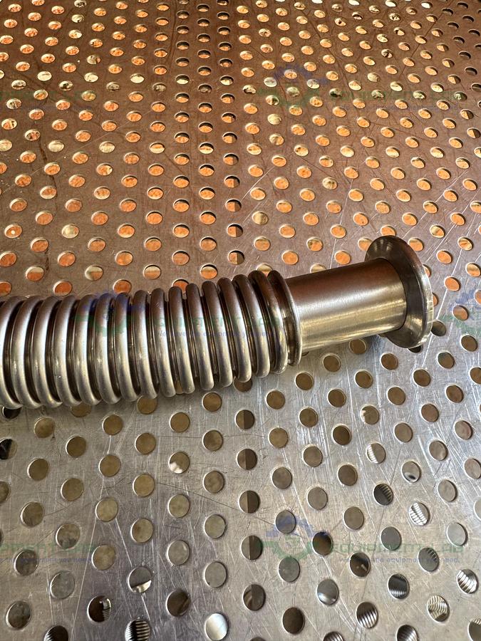 Used Stainless Steel Bellows Flexible Vacuum Hose 12" w/ KF 25 Fitting