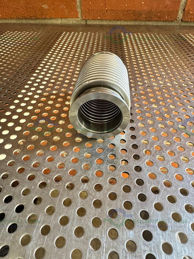 Used Stainless Steel Bellows Flexible Vacuum Hose 4" w/ KF 40 Fitting
