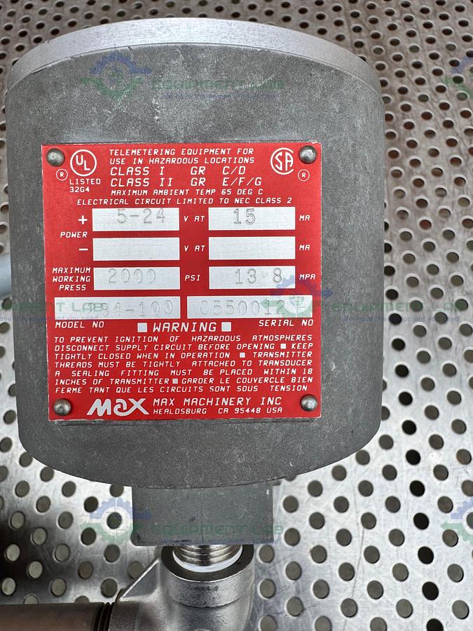 Used Max Machinery 234-100 Telemetering Unit 2000 PSI 5-24 V