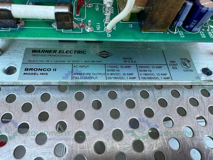 Used Warner Electric  Saco Electronics Branco II 161S Motor Drive Board 115 VAC