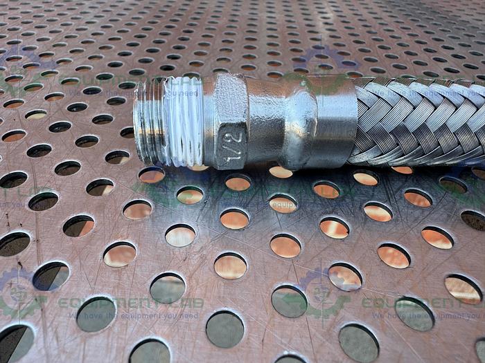 Used Unbranded Stainless Steel Braided Hose 63" w/ Threaded to 1" Sanitary Fitting