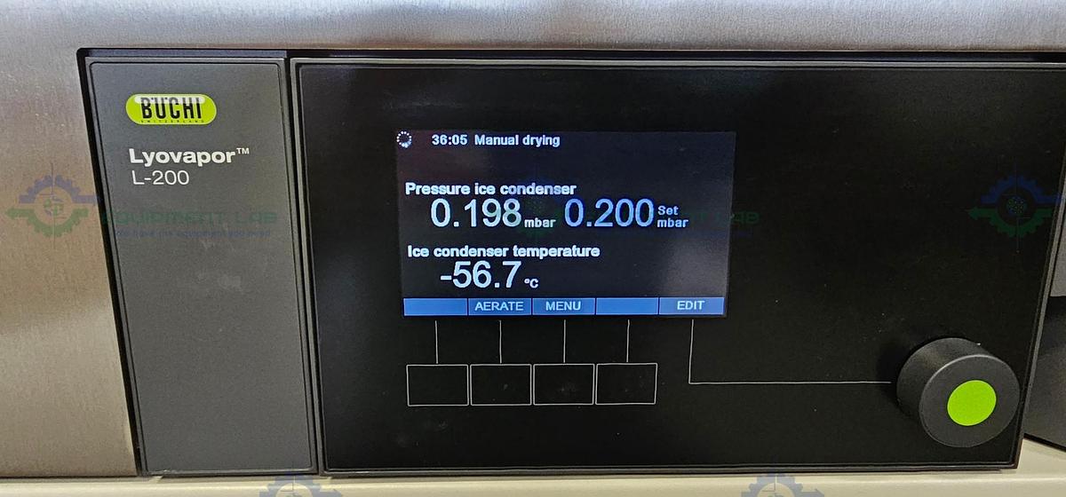 Used Buchi Lyovapor L-200  Freeze Dryer -55°C - +25°C w/ Edwards nXDS6iC Pump, MFG 22
