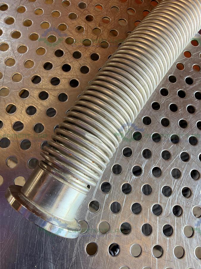 Used Stainless Steel Bellows Flexible Vacuum Hose 48" w/ KF 25 Vacuum Fitting