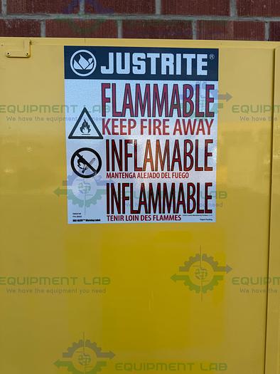 Used JustRite 45 Gallon Flammable Liquid Storage Cabinet w/ Soft Close Doors, Key