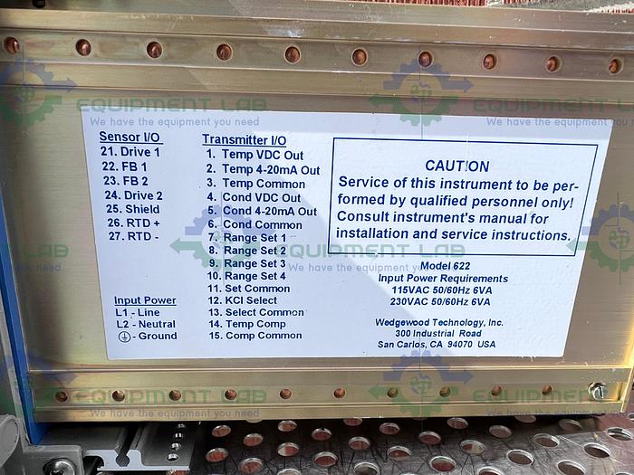 Used Wedgewood Technology 662 UV Analyzer w/ 622 Conductivity & Temperature Monitor