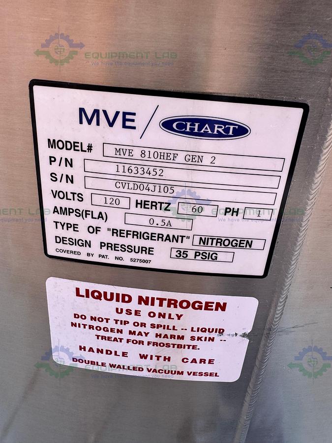 Used CHART MVE XLC 810 HE-F GEN 2 Liquid Nitrogen Cryogenic Storage Tank w/ TEC 3000