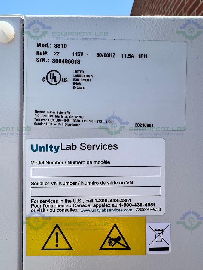 Used Thermo Forma 3310 Steri-Cult Double Stack CO2 Incubator, 11 cu. ft, 50C