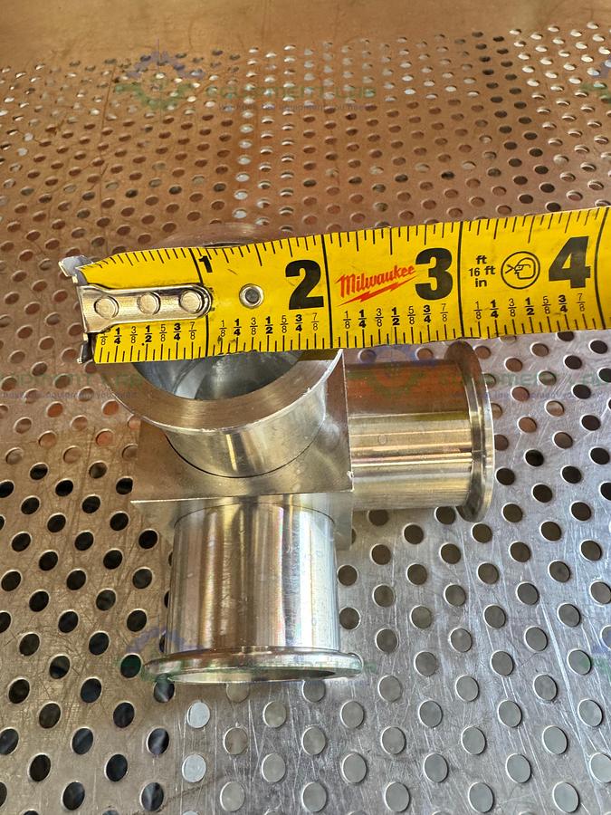 Used 3 Way Stainless Steel Vacuum Fitting w/ KF 40 Fitting
