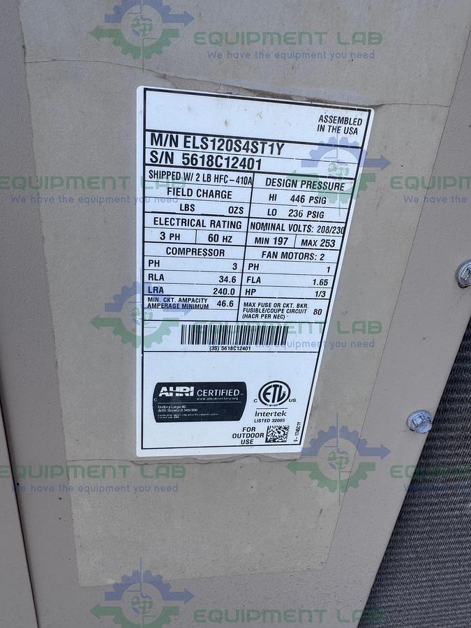 Used Allied 21B41 ELA120S4D-1Y 10 Ton Air Conditioner Indoor/Outdoor Units