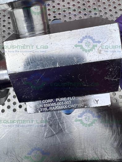 Used ITT Pure Flo 3-Way 1-316L-RA20MAX-CWP150 Diaphragm Valve w/ 1" Sanitary Fitting