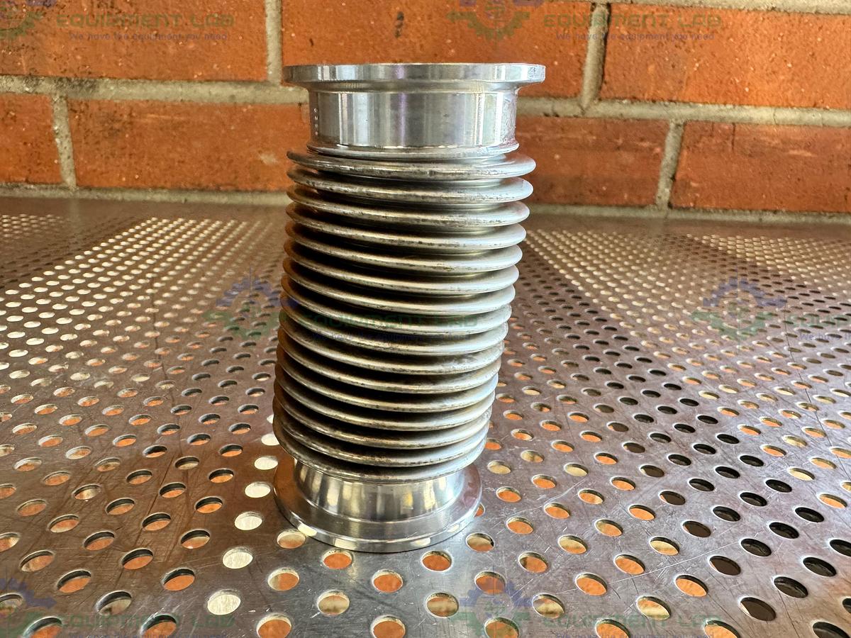 Used Stainless Steel Bellows Flexible Vacuum Hose 4" w/ KF 40 Fitting