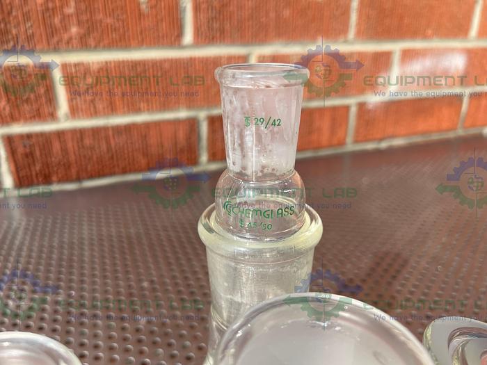 Used Chemglass  CG-1946-50 Reaction Vessel 5 Neck Lid 200MM, 45/50 Joints w/ Adapter