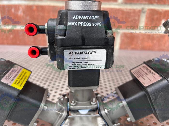 Used 3 ITT Advantage 4 Way Stainless Steel Diaphragm Valves w/ Val...