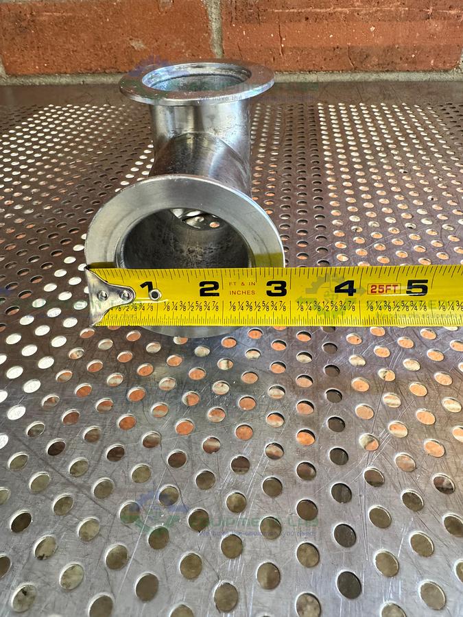 Used 3 Way Stainless Steel KF 50 Elbow Nipple Vacuum Fitting