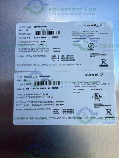 Used VWR GTVWG49FSSA Stainless Steel Auto Defrost Freezer - 25°C 49 Cu, Ft.