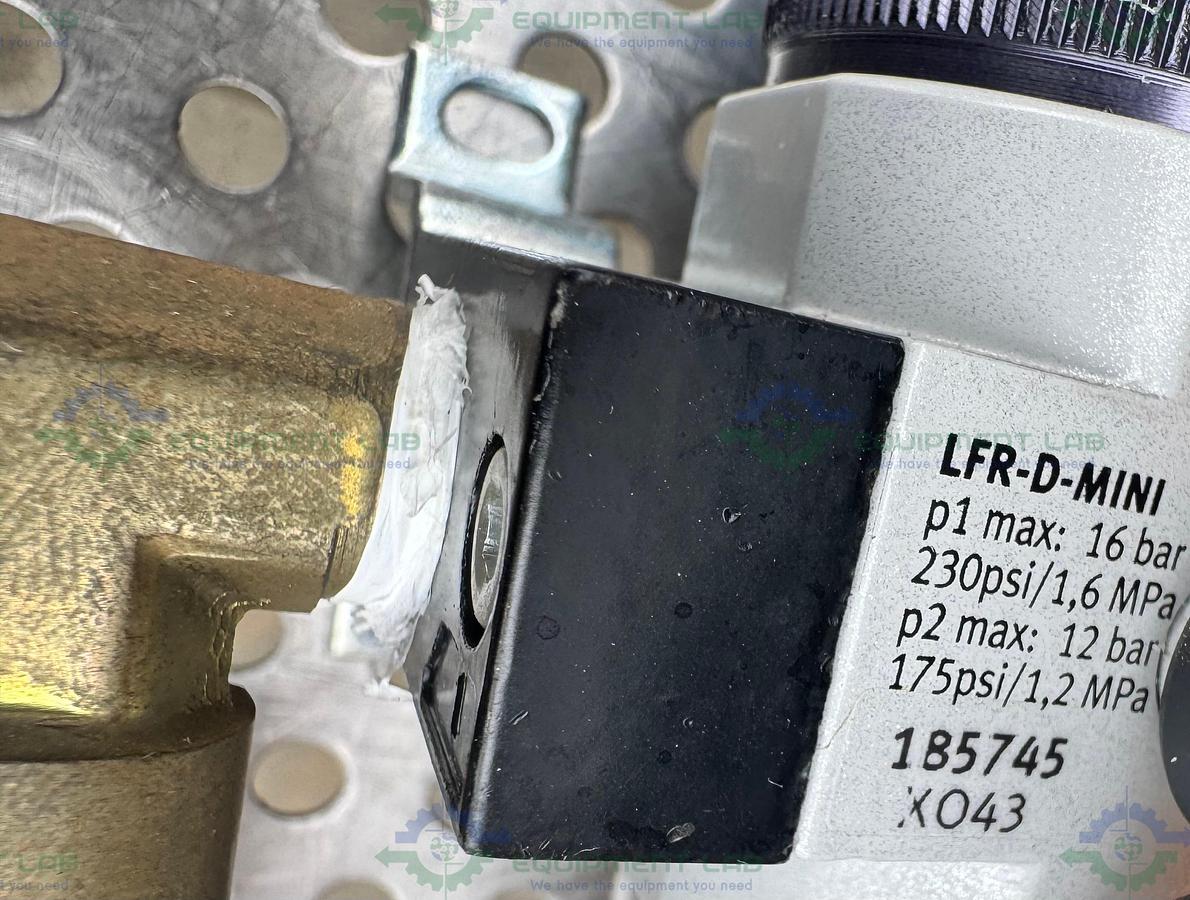 Used Festo LFR-D-Mini Regulator w/ Festo HEE-D-Mini-24 36PSI/0.25MPa