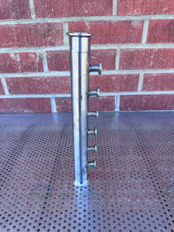 Used Stainless Steel Manifold 1.5" Sanitary Fitting w/ 6 Ports 1/2" Sanitary Fitting