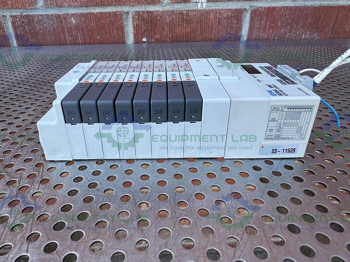 Used SMC EX-140-SDN1 Interface Serial Unit w/ Lot of 8 SQ1A31Y-5-C4 Solenoid Valve