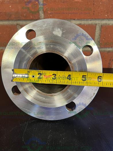 Used Max Pure 316 Stainless Steel Tee w/ 3" Sanitary Fitting to 5" Flange