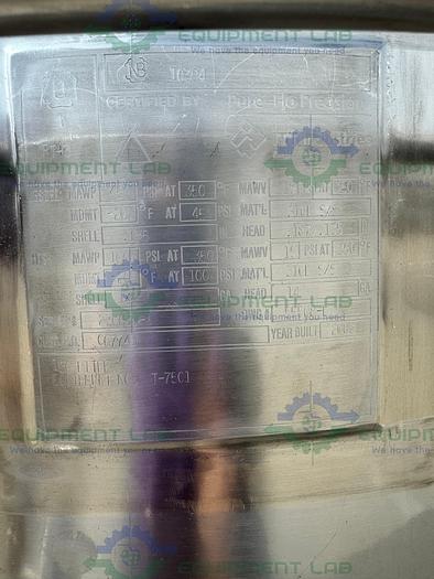 Used ITT Industries 150 Liter Stainless Steel Jacketed Reactor 45 PSI w/ 0.5 HP Mixer