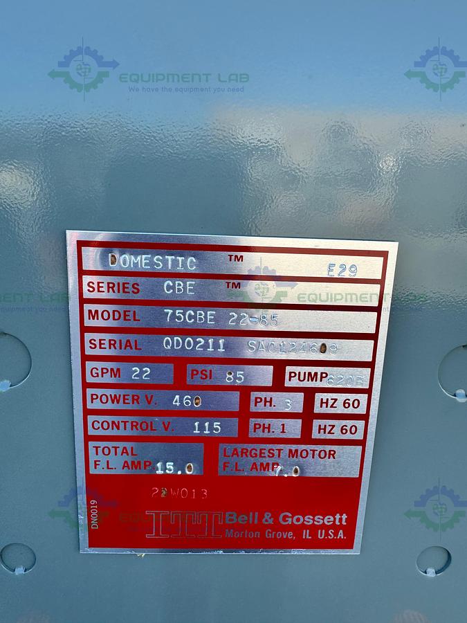 Used ITT Bell & Gossett 75CBE 22-85 Condensate Return Pump Series CBE