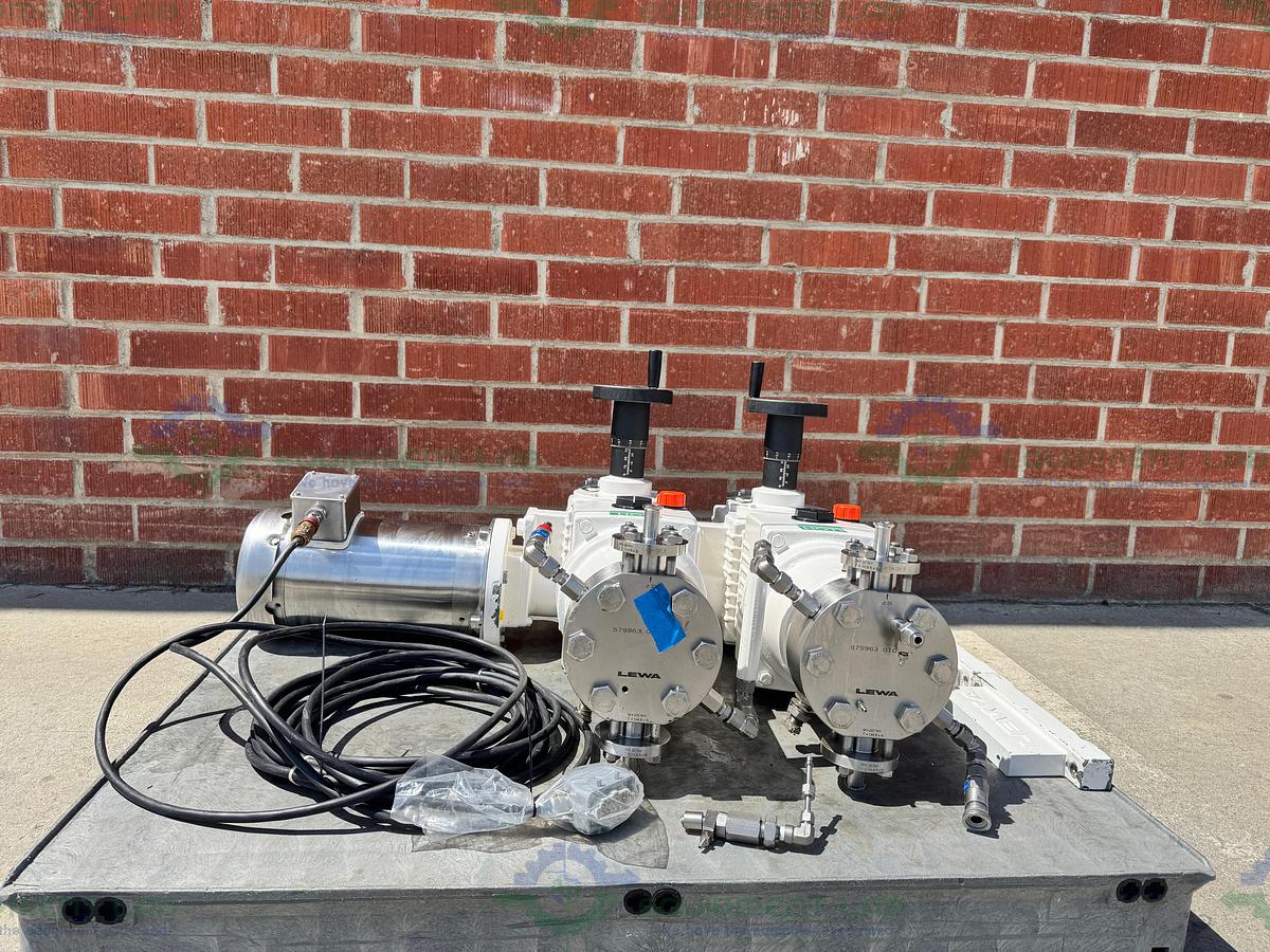 Used Lewa LDD2 Duplex Hydraulic Diaphragm Metering Pump w/ Baldor 5 HP Motor