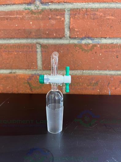 Used Chemglass Flow Control Adapter, 90°, 2mm 29/42 Inner Joint, w/ PTFE StopCock