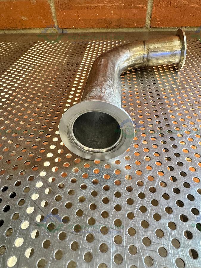 Used Stainless Steel 90 Dgeree KF 50 Elbow Nipple Vacuum Fitting