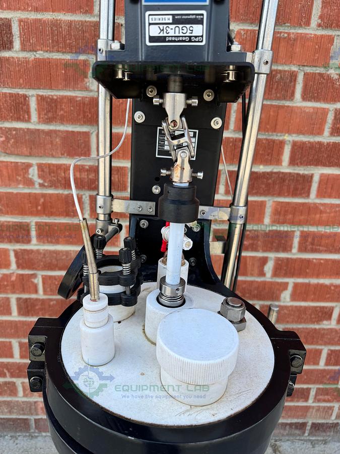 Used Gold Leaf Scientific HEB3-10L Glass Reactor Frame w/ Overhead Stirrer, Impeller
