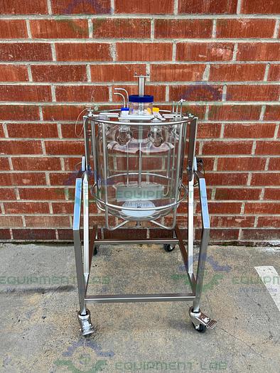 Used Chemglass 36L Glass Graduated 9-Neck Bio Reactor Vessel w/ Impeller + More