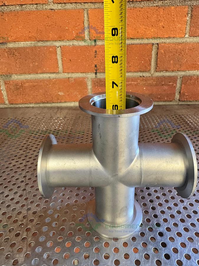 Used Stainless Steel 4 way Vacuum Cross Fitting KF 50