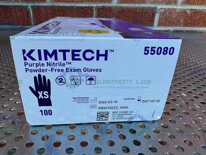Box of 10 - Kimberly Clark  55080 Nitrile Exam Gloves, Purple, X-Small, 100/Bx
