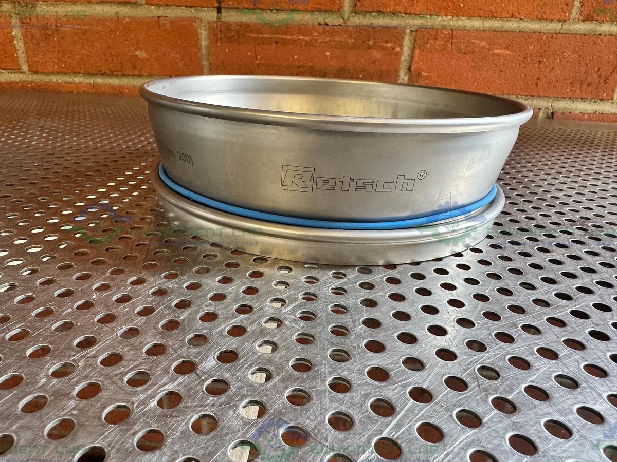 Used Retsch Sieve Frame and Screen, 8" Diameter x 2" Deep, 75 um Mesh Size