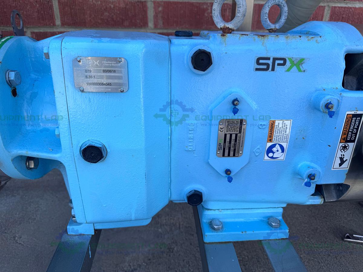 Used SPX Waukesha Cherry-Burrell 130 U2 Rotary Lobe Pump MFG 2016, 3"  w/ 10 HP Motor