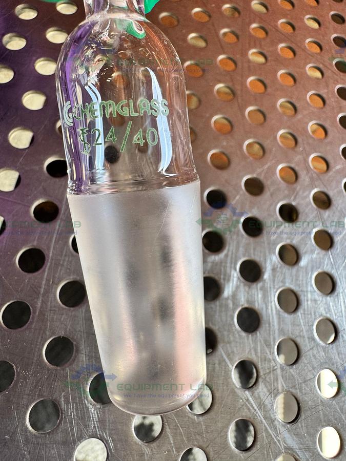 Used Chemglass Flow Control Adapter, 90 Degree, 24/40 Inner Joint, w/ PTFE StopCock
